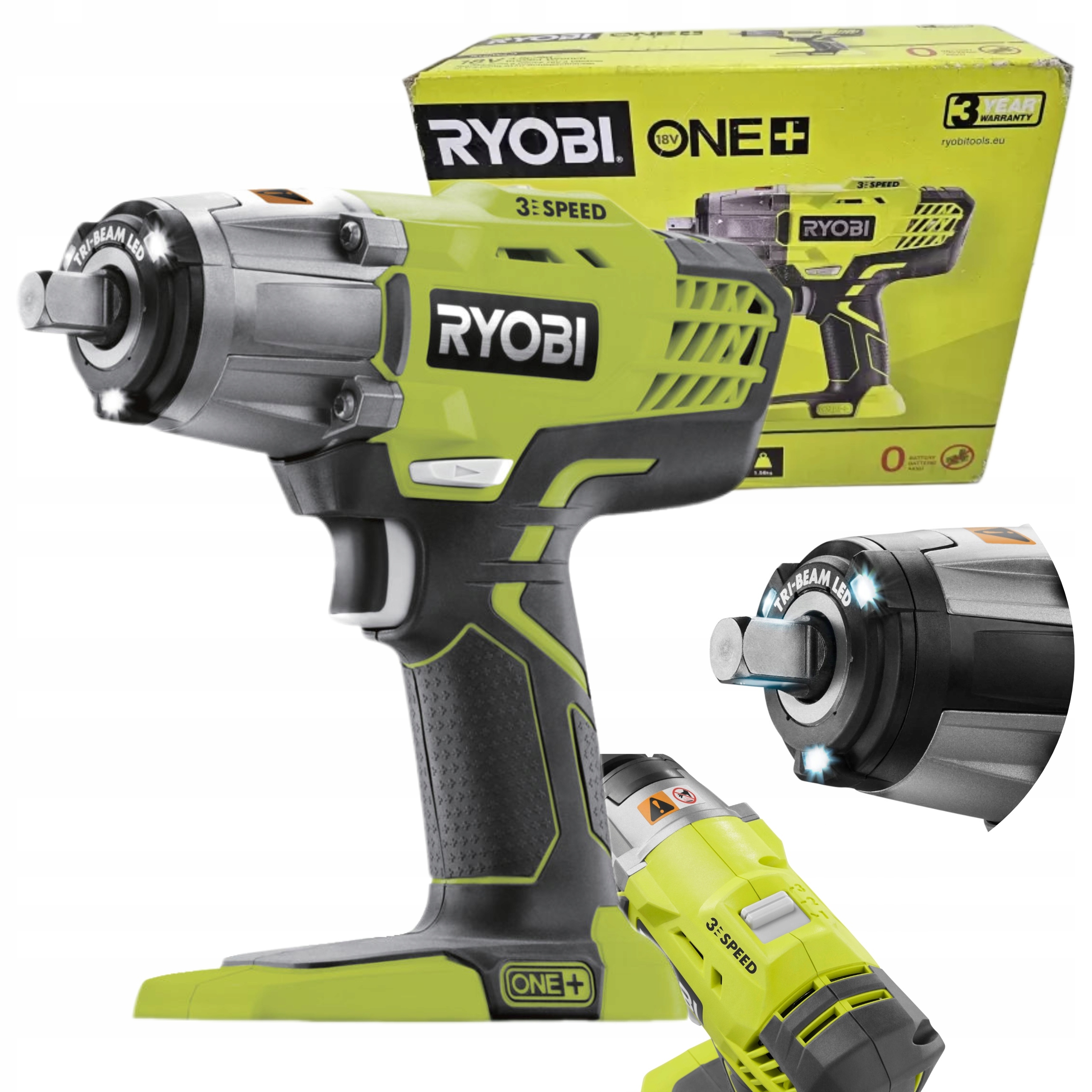 Ryobi Výkonný Akumulátorový Rázový Uťahovák R18IW3 18V 400Nm Led Solo One+