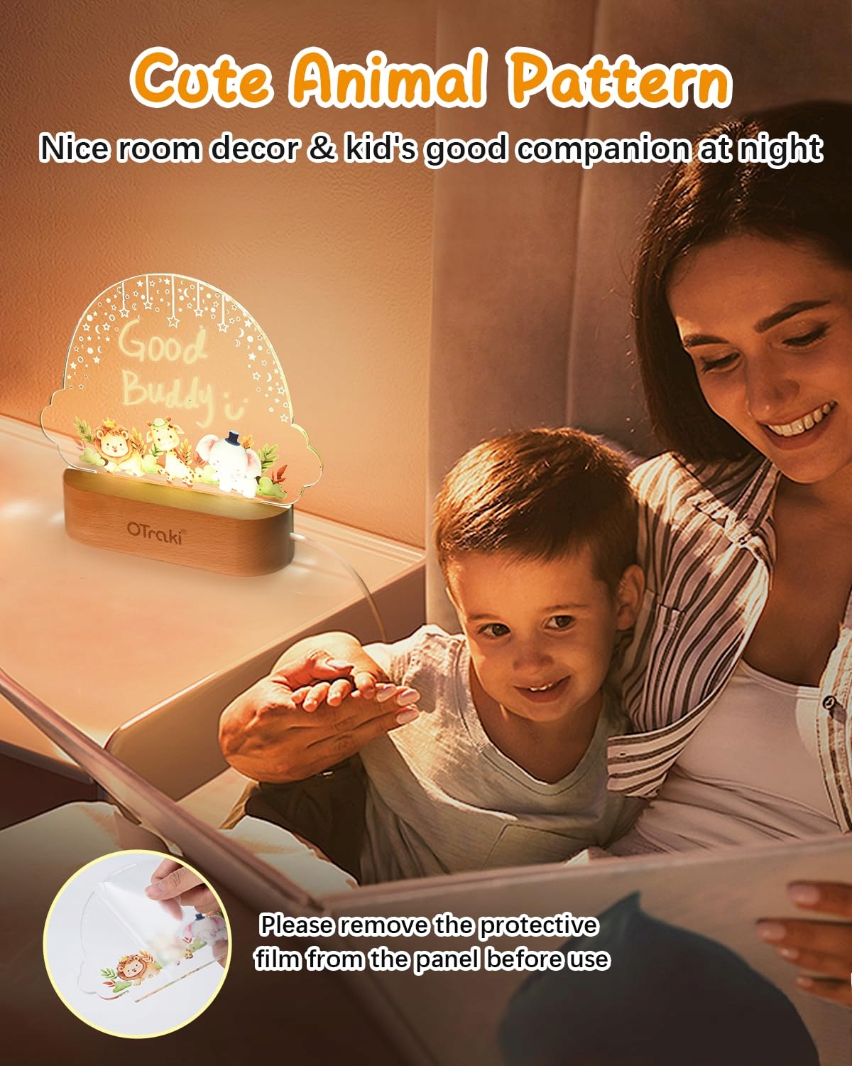OTRAKI Lampka Nocna Dla Dzieci Personalizowana Chmurka Z Motywem Zwierząt — miniatura 3