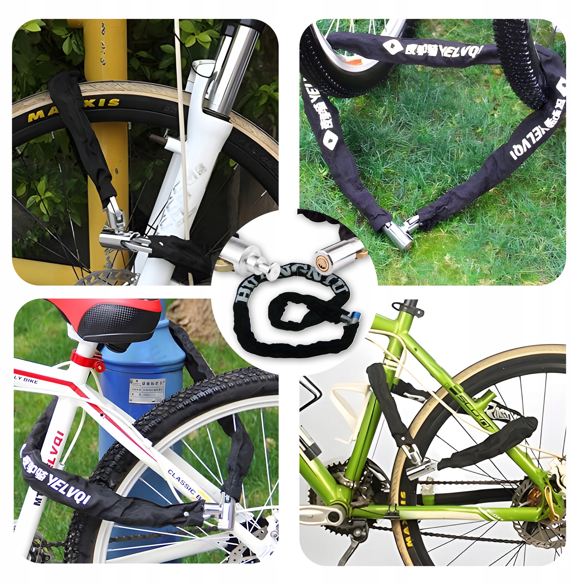 ZAPIĘCIE ROWEROWE ŁAŃCUCH NA KLUCZ do Roweru Hulajnoga Skuter Mocne CZARNE Marka Inna marka