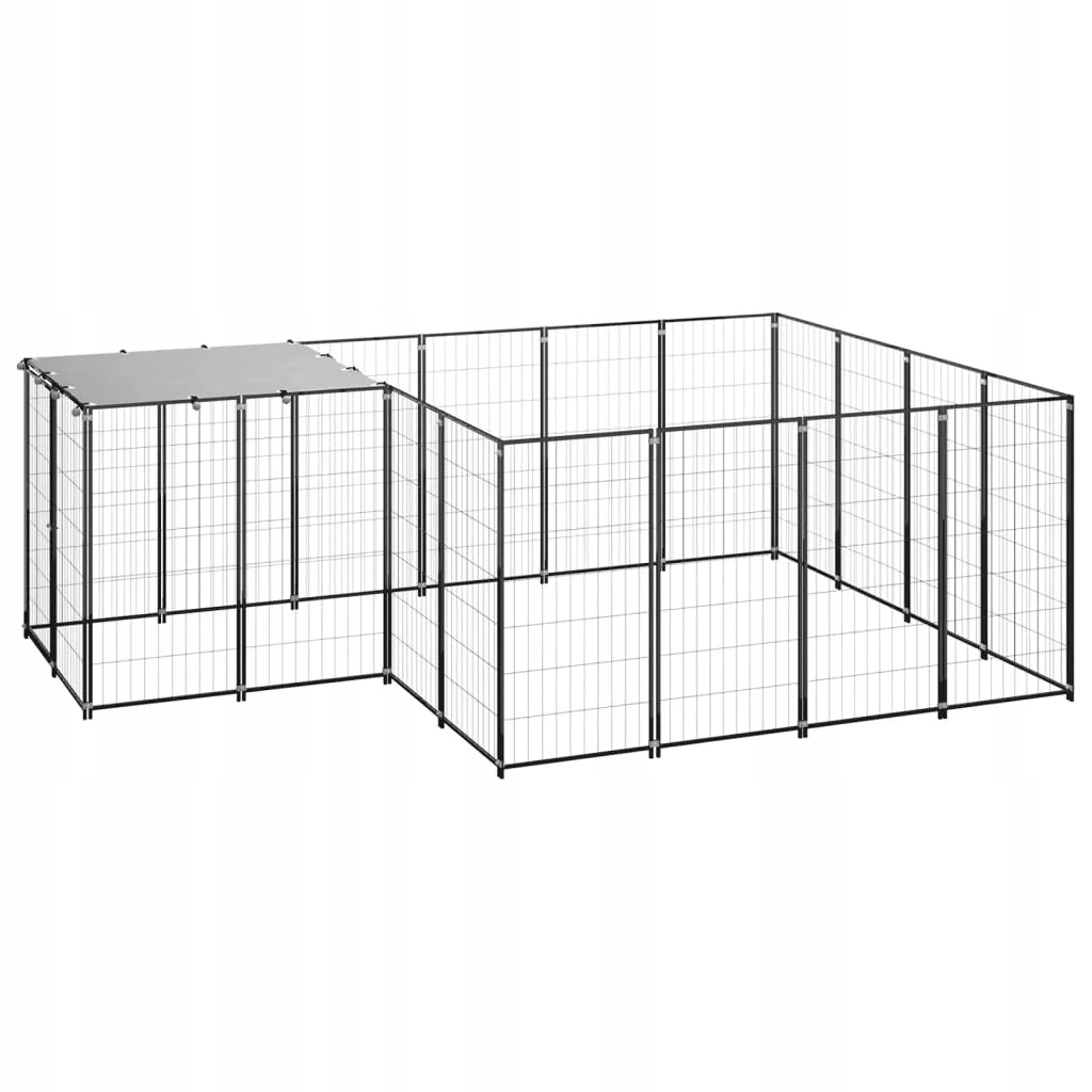 Levně Fionshop 262848363 Psí kotec černý 6,05 m² ocel
