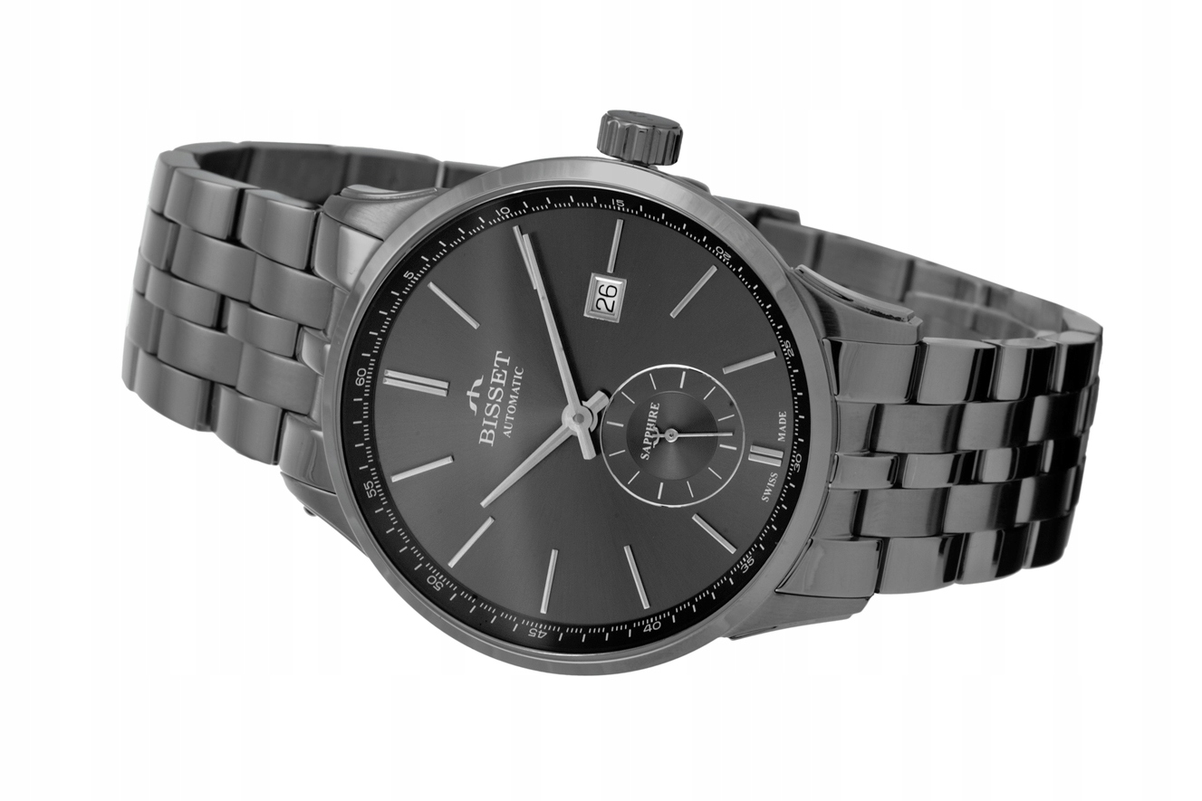Švýcarské elegantní Pánské hodinky Bisset BIS1630 safírová datová krabička Gravírování
