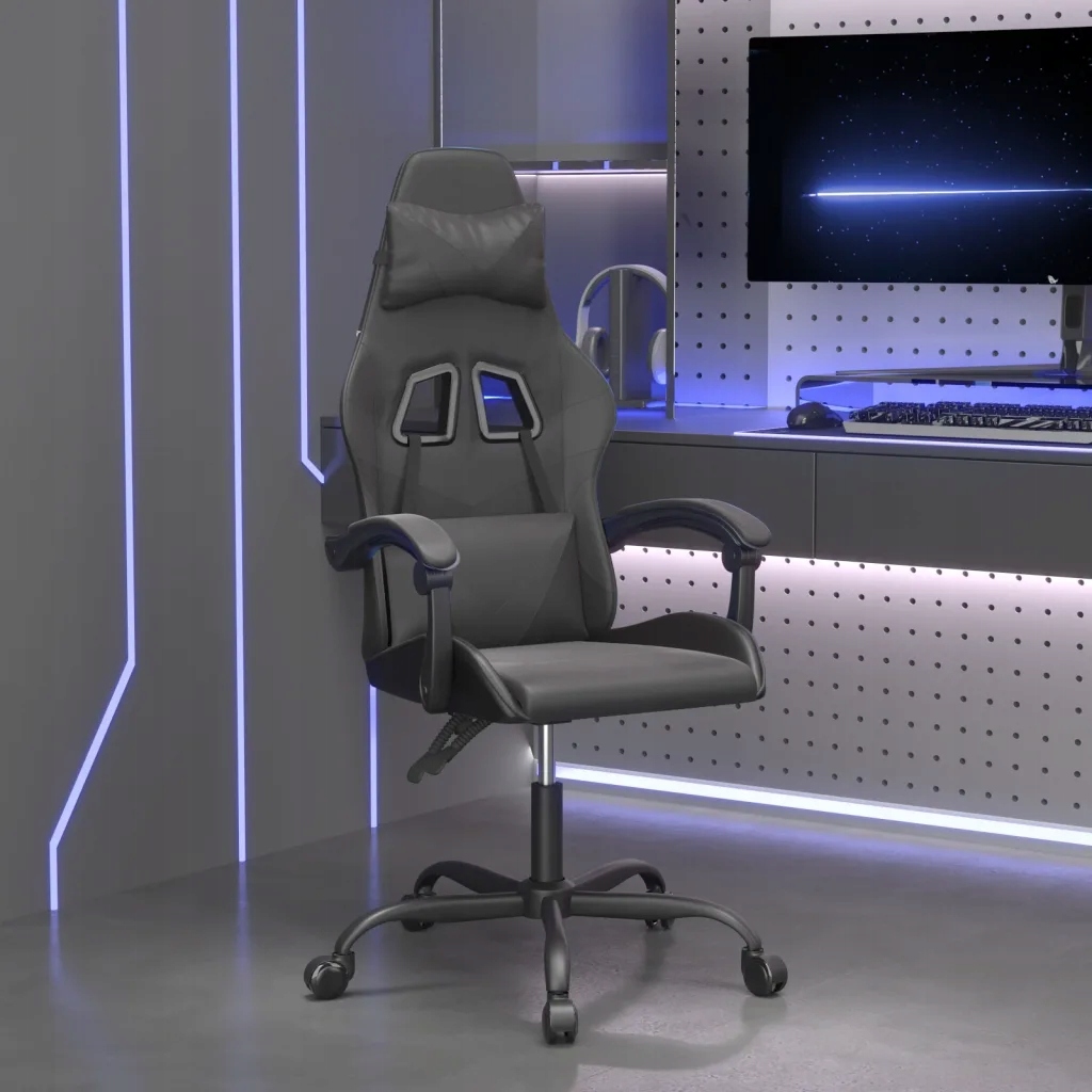 vidaXL Fotel dla gracza, czarny, sztuczna skóra