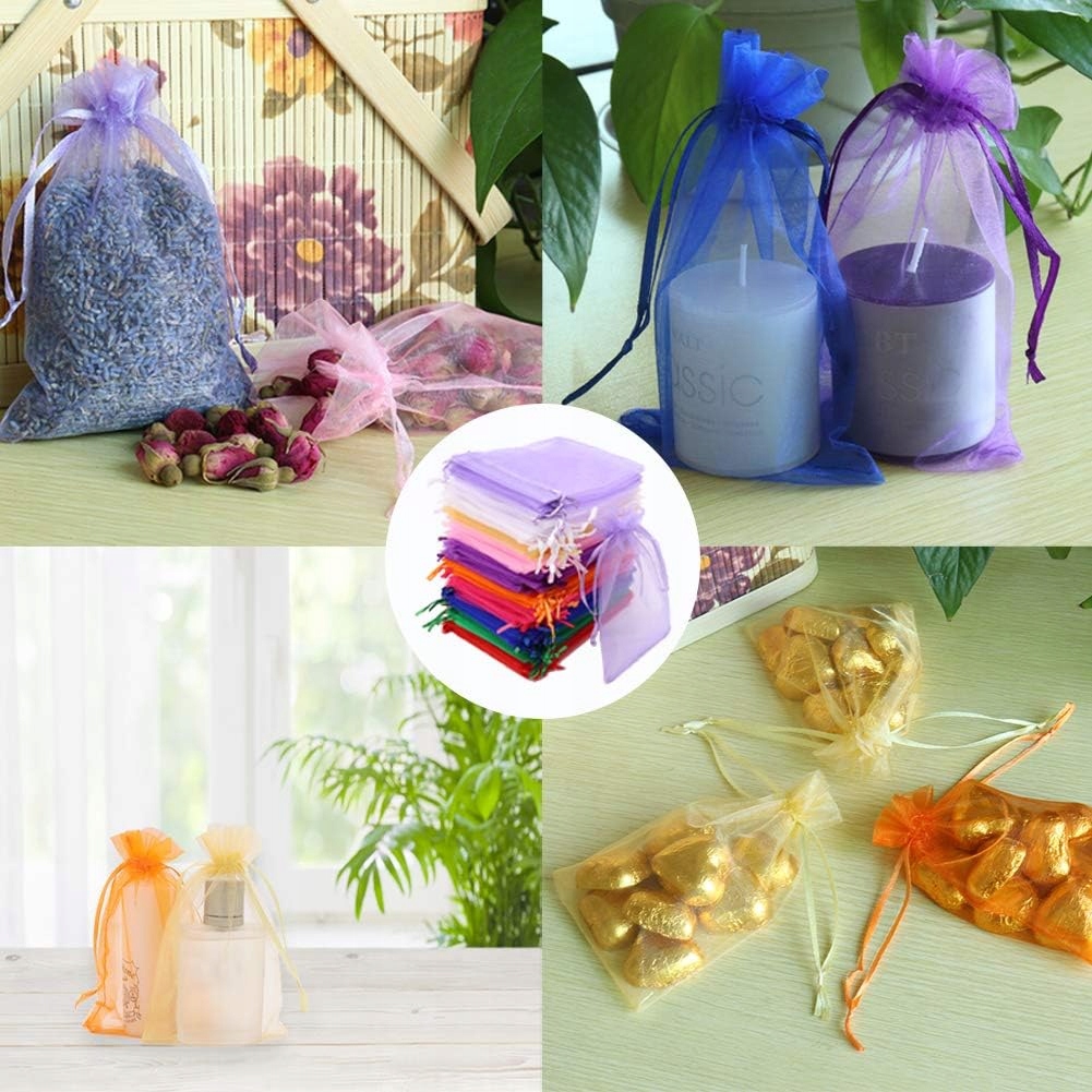 100 SZT. KOLOROWE WORECZKI Z ORGANZY 10 X 15 PREZENT PODZIĘKOWANIA ŚLUB Marka bez marki