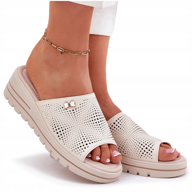 Nazouváky Na Koturně Přírodní Kůže Ozdoba Vinceza 41477 Béžová 38