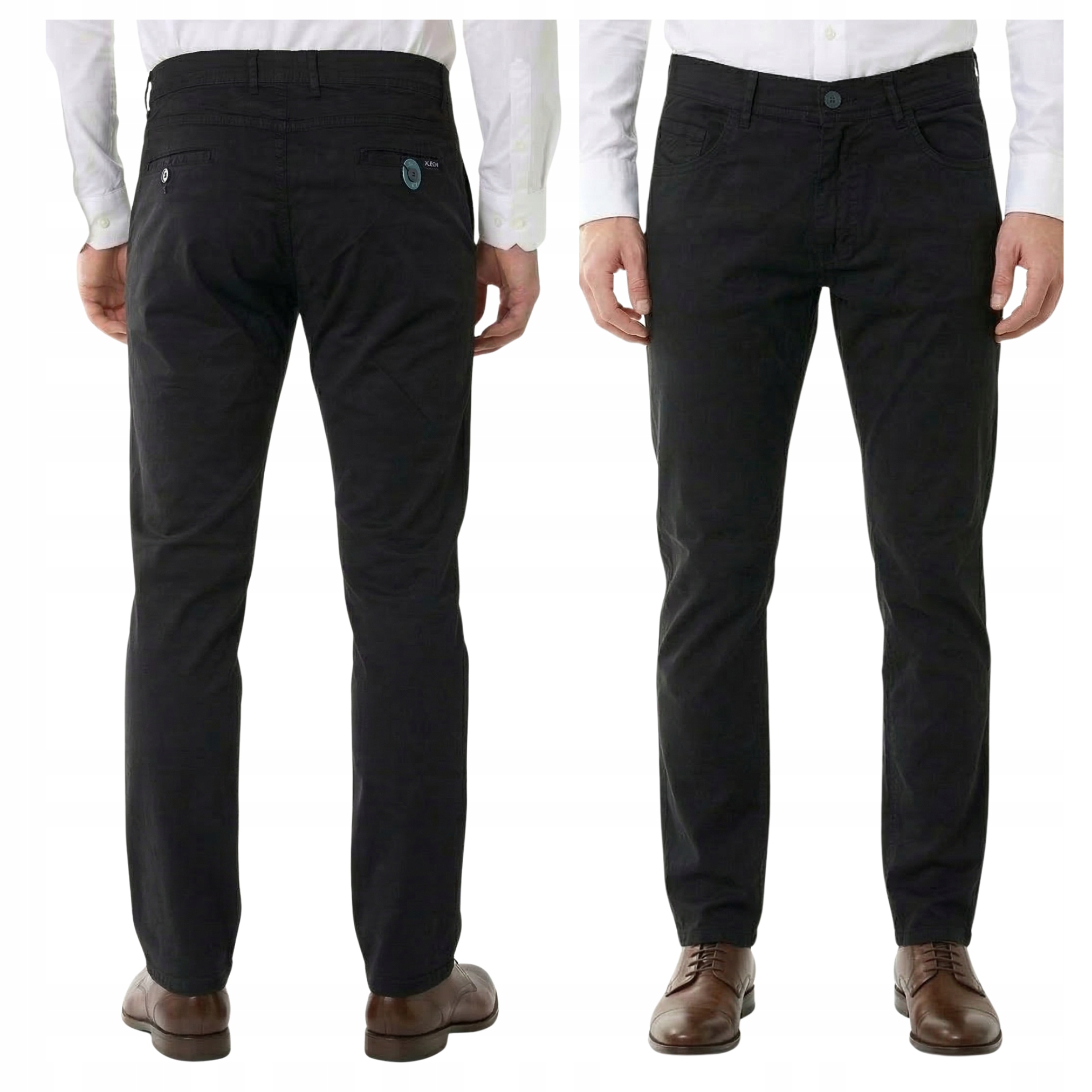 Spodnie Materiałowe czarne Gładkie Klasyczne wiosna W40