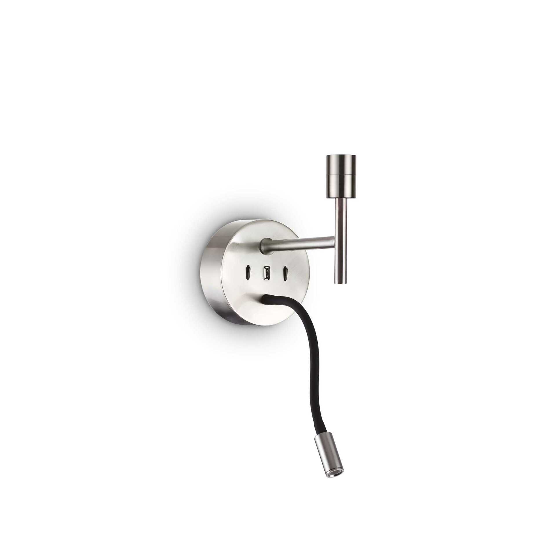Nástenné svietidlo Ideal Lux Set Up MAP2 nikel E27 Led 3W Usb