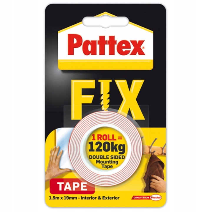 

Pattex Fix Taśma Dwustronna 1,5mx19mm Mocna 120kg