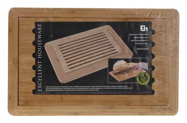 BAMBUSOWA DESKA DO KROJENIA CHLEBA pieczywa 38x24 Kolor odcienie brązu i beżu