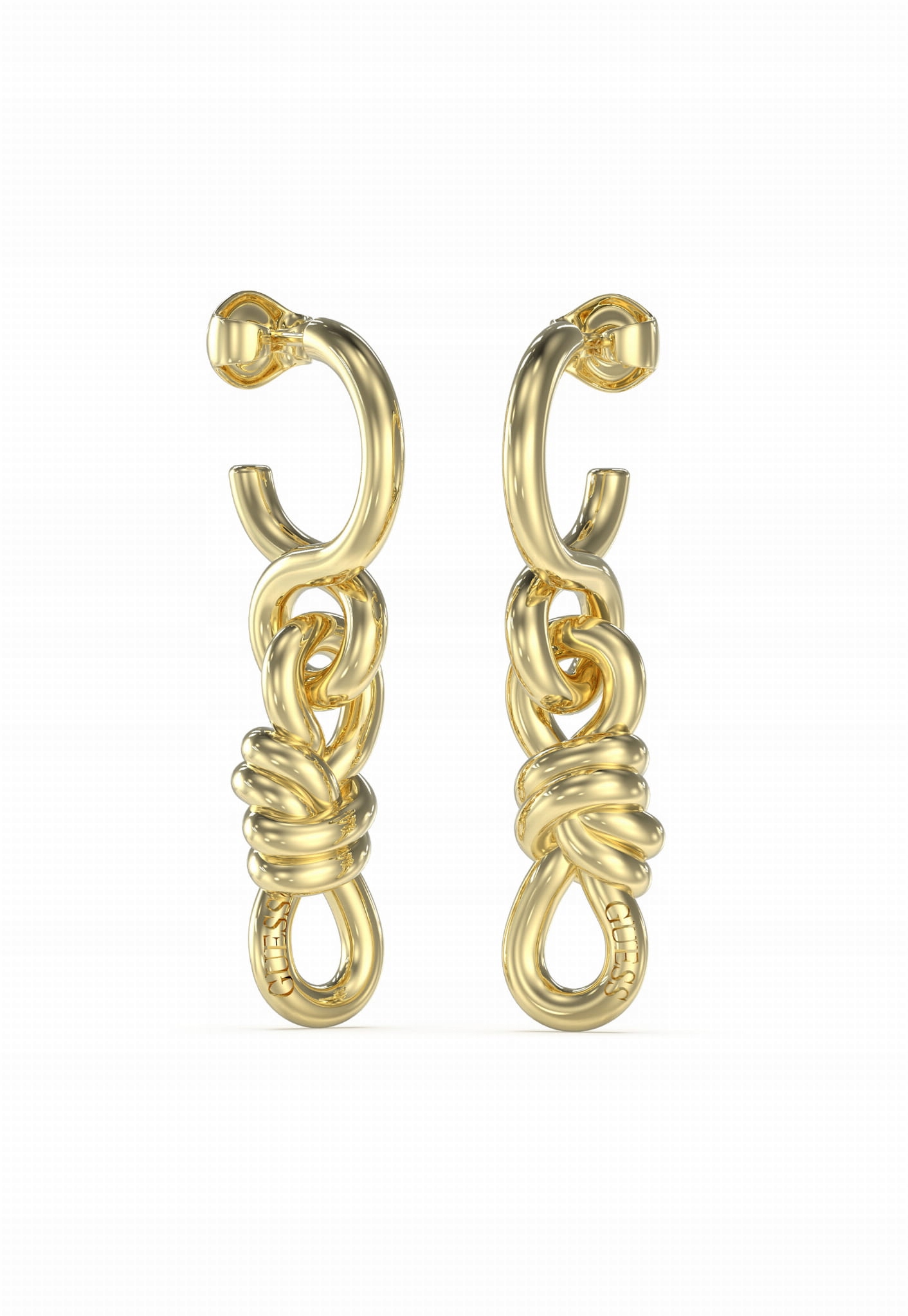 Náušnice Guess Moderní láska Závěsný uzel Nerezová ocel pozlacená tuhou