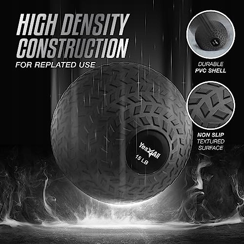 YES4ALL Piłka Slam Do Treningu Siłowego 6.8 kg Czarna — miniatura 3