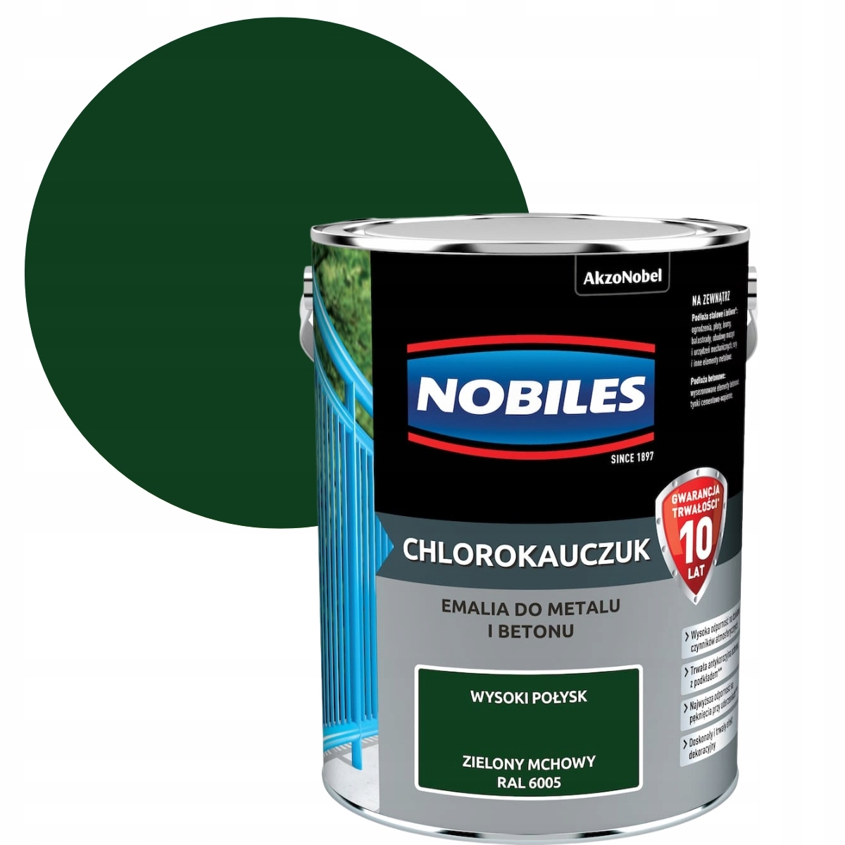 Nobiles Chlorokaučuk Zelený Machový Ral 6005 5 L Smalt Na Betón A Kov