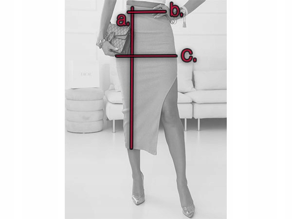 SPÓDNICZKA DOPASOWANA OŁÓWKOWA PRĄŻEK WYCIĘCIE KOLORY Zapięcie brak