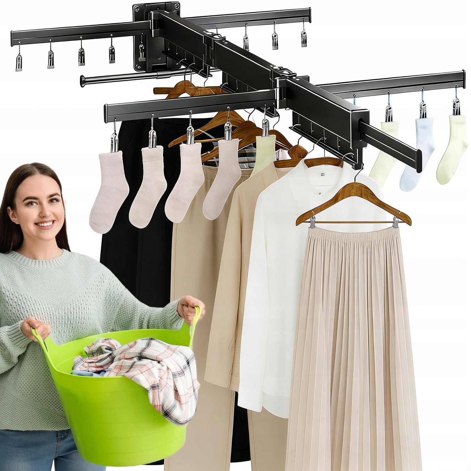 Levně Sušák Na Prádlo Do Koupelny Harmonikový Nástěnný 130 CM