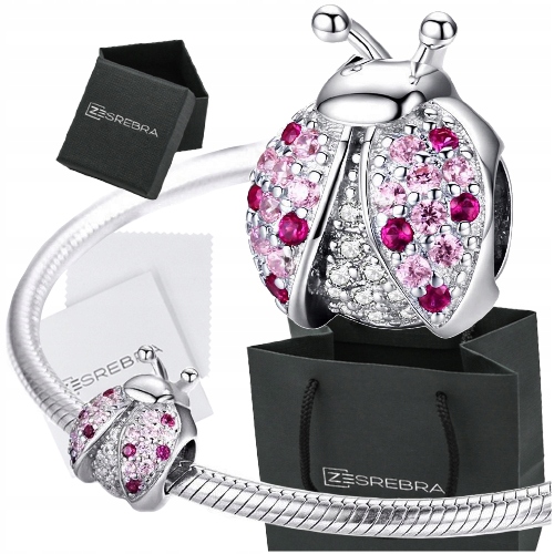 

Charms zawieszka Biedronka koralik srebro S925