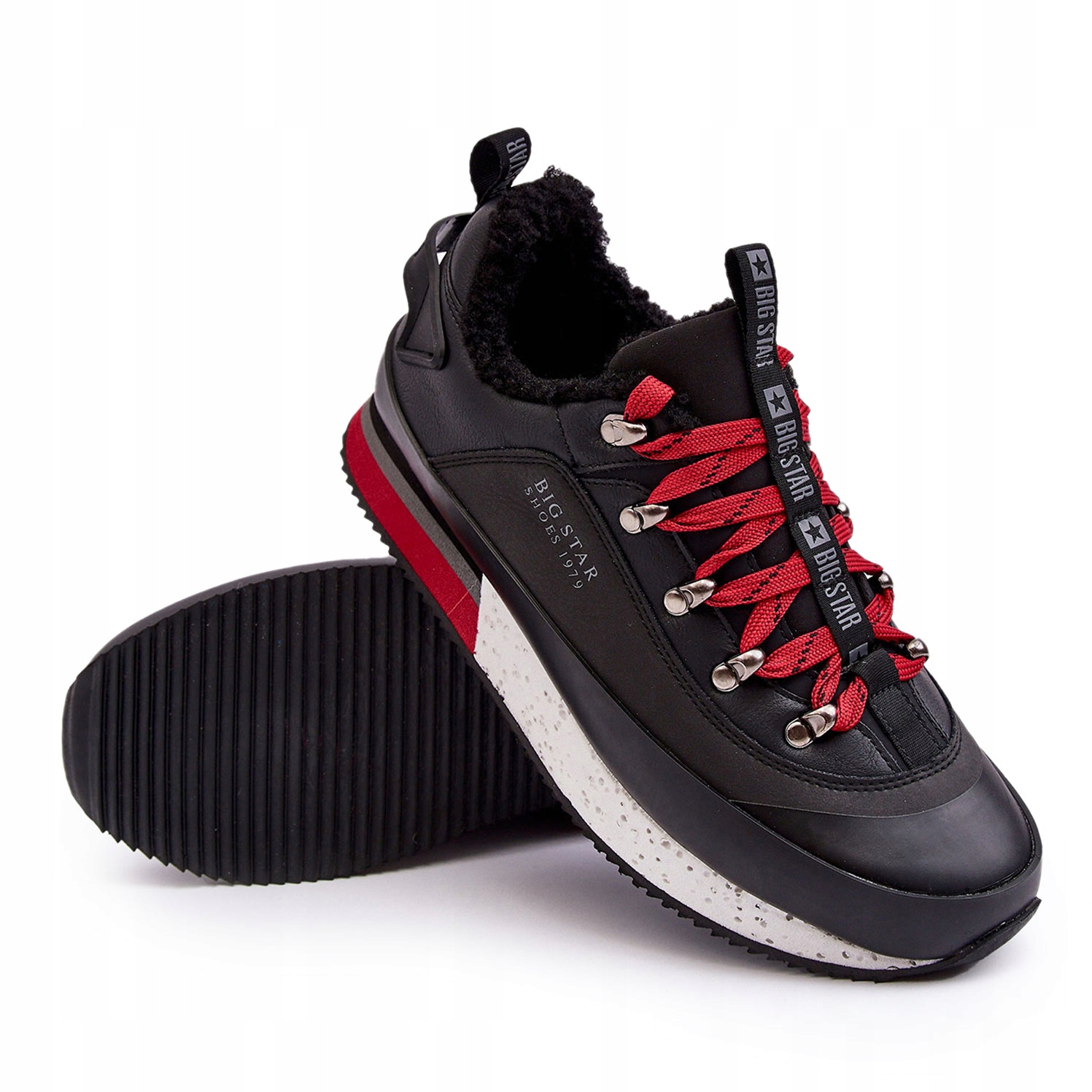 Męskie Buty Sportowe Ocieplane Na Platformie Big Star MM174111 Czarne 41