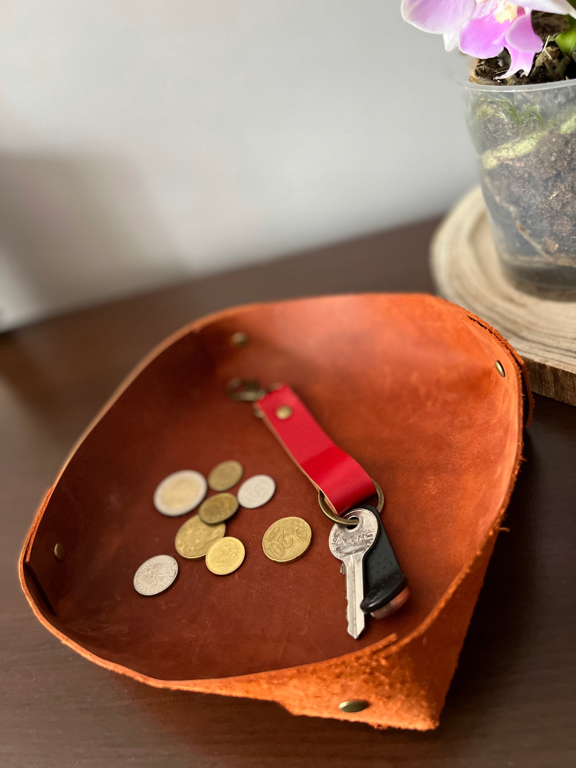 Kožený organizér na klíče drobnosti hnědý