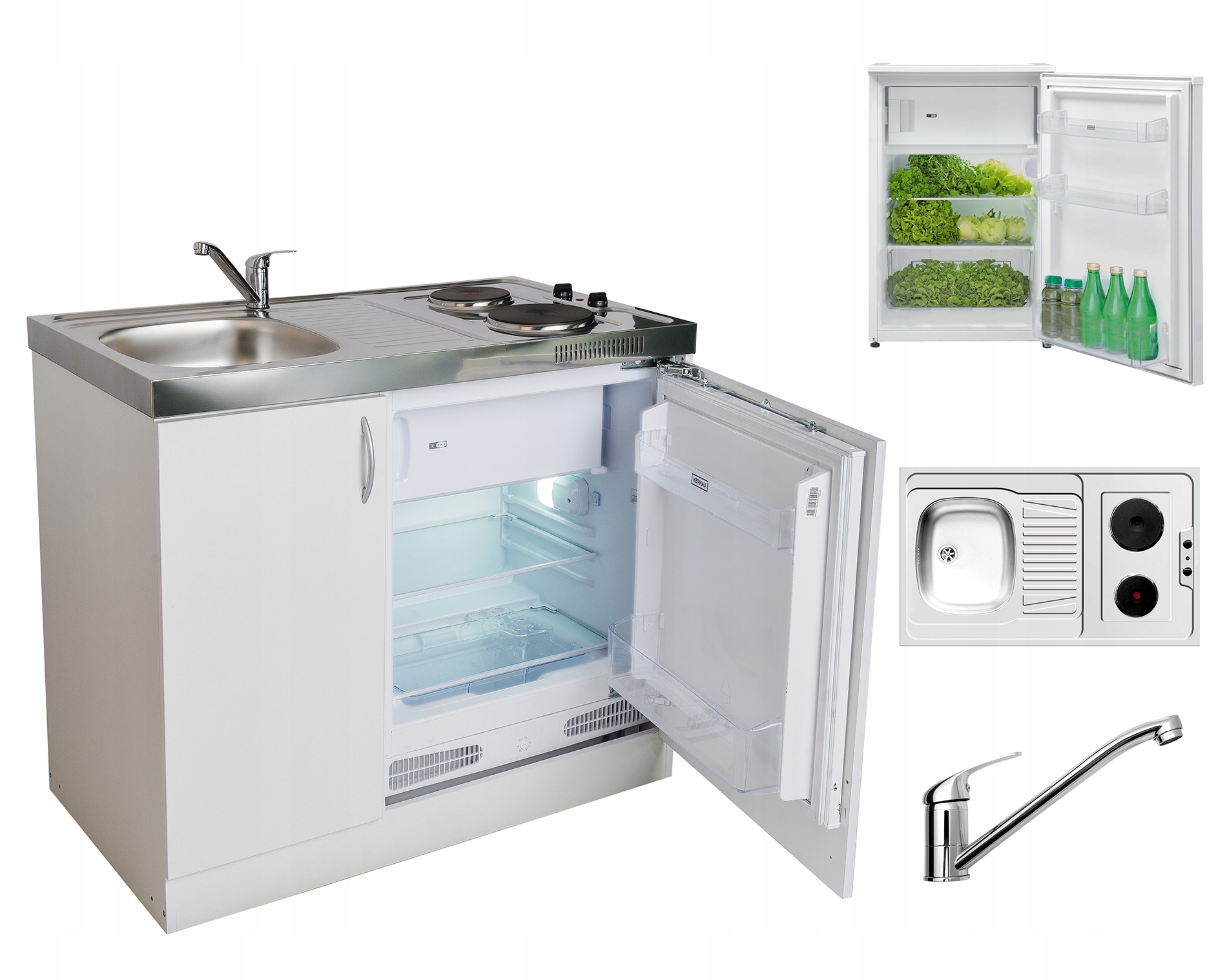 Minikuchyňský Set Domácích Spotřebičů Lednička Dřez 100x60 Pyramis