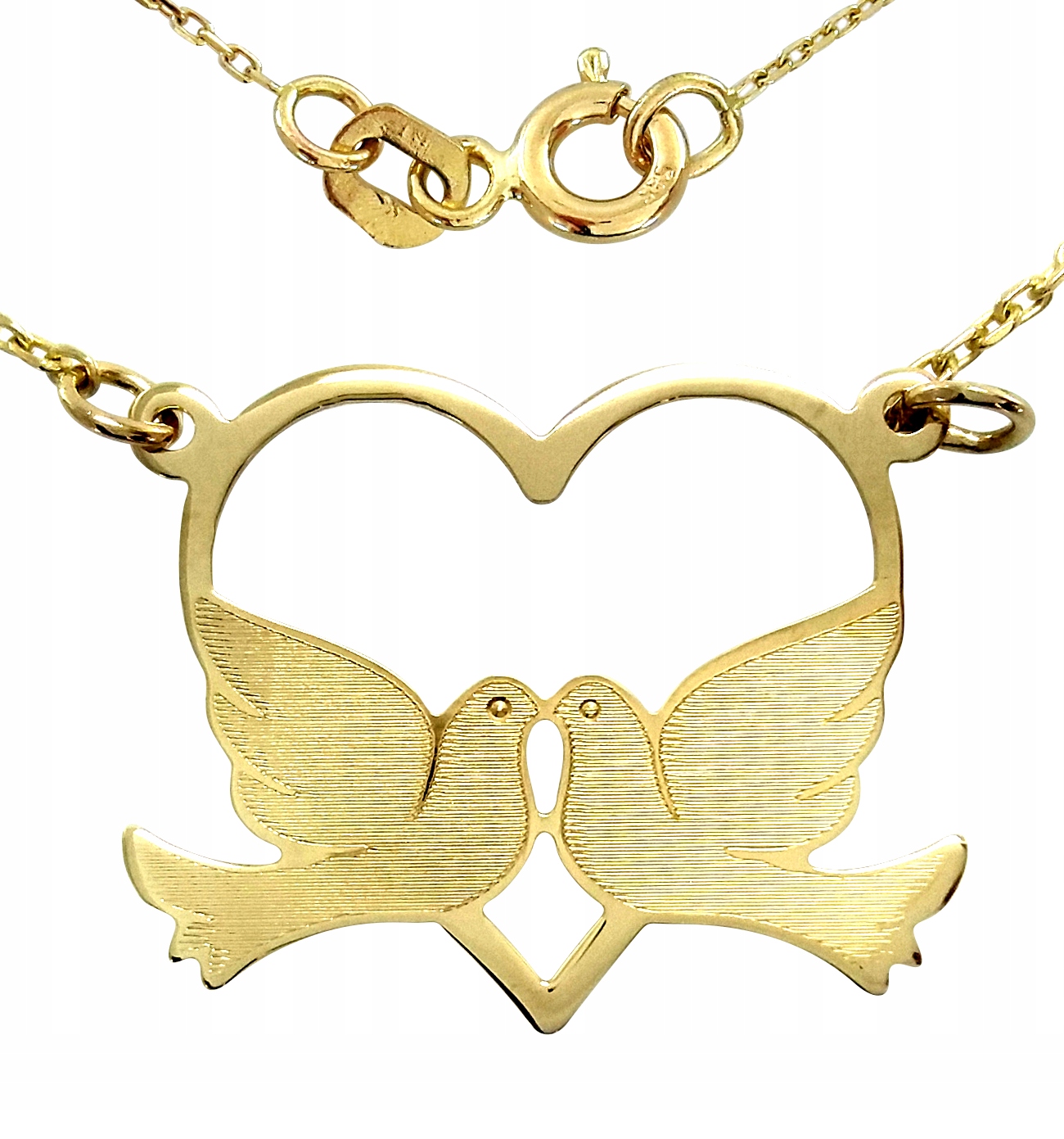 Romantický Zlatý Přívěsek Srdce S Holubičkami 585