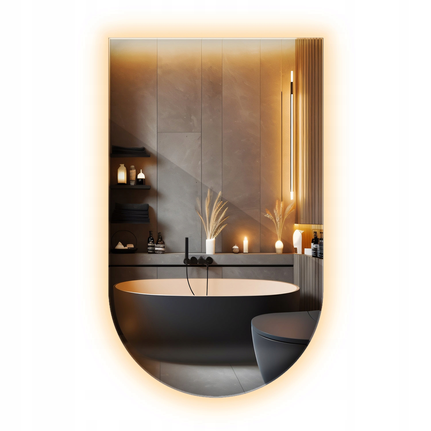 Kúpeľňové Led okrúhle zrkadlo s Led lampou, podsvietené, 100 cm