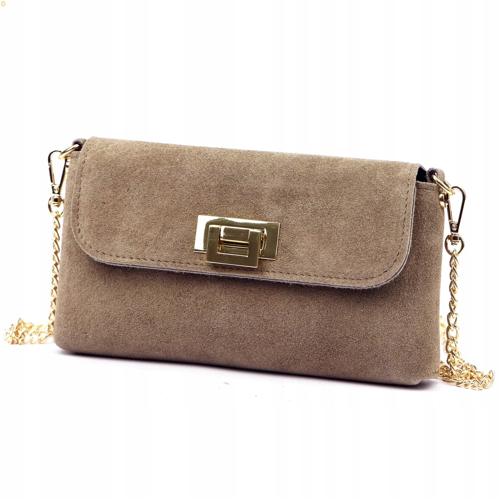 Malá elegantní dámská kabelka přes rameno Vera Pelle, kožená, semišová, béžová