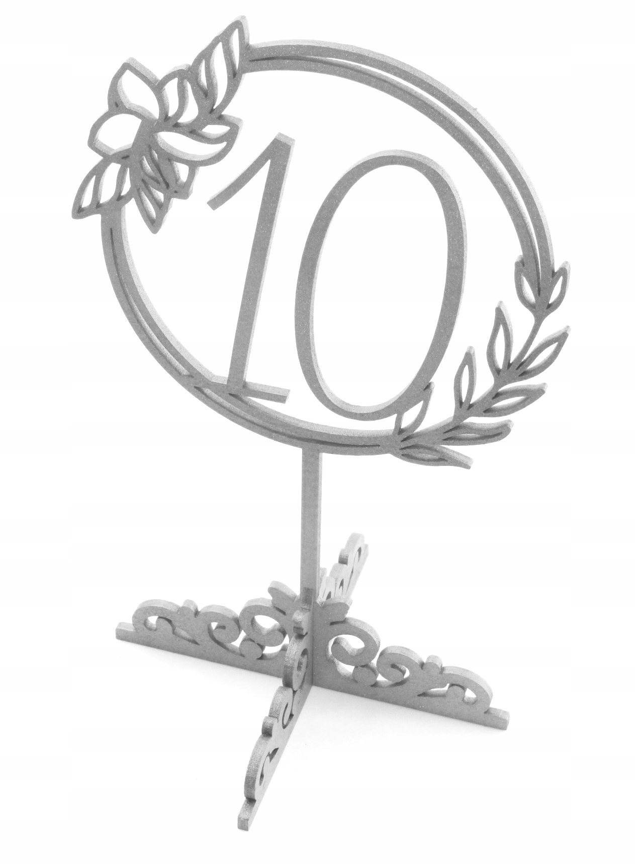 

Numer Na Stół Drewniana Liczba 10 Wesele Srebrna