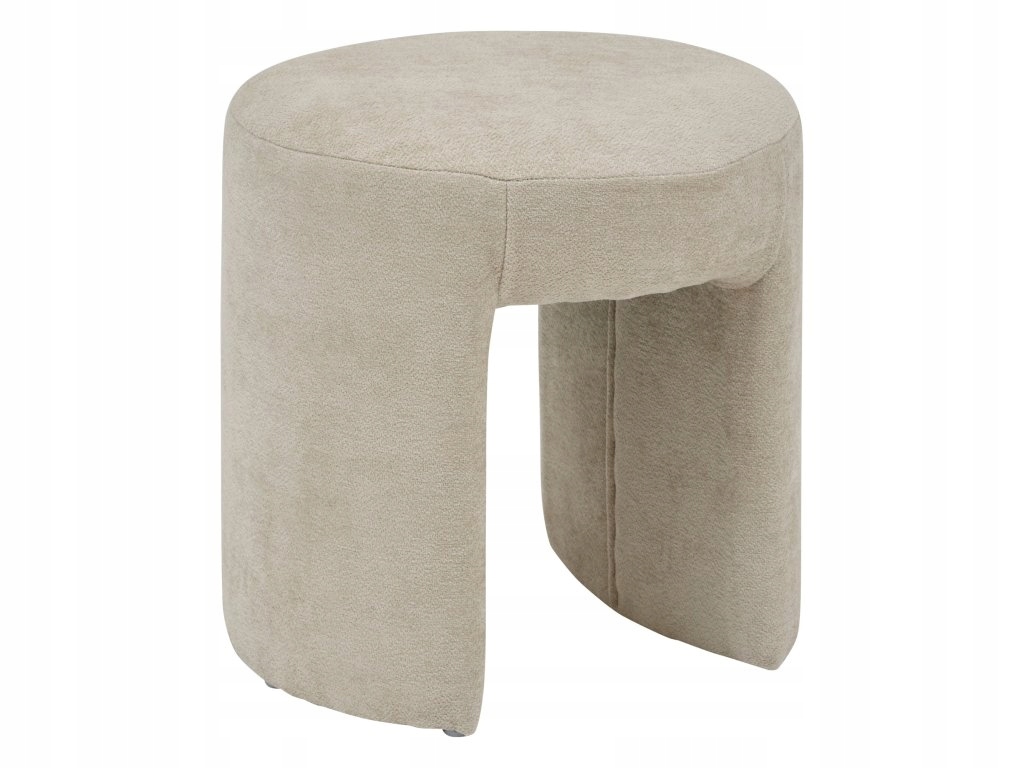 Čalouněný obloukový taburet Jin, Ø 38 cm, béžový