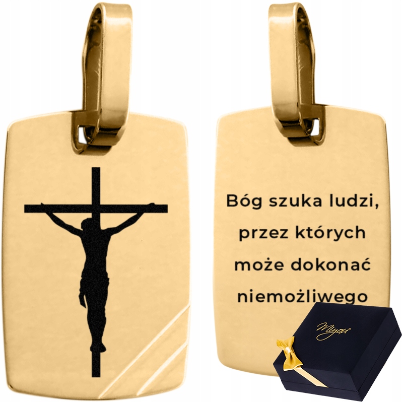 ZŁOTY NIEŚMIERTELNIK MĘSKI Z GRAWEREM LASEROWYM ZŁOTO 585 PUDEŁKO PREZENT