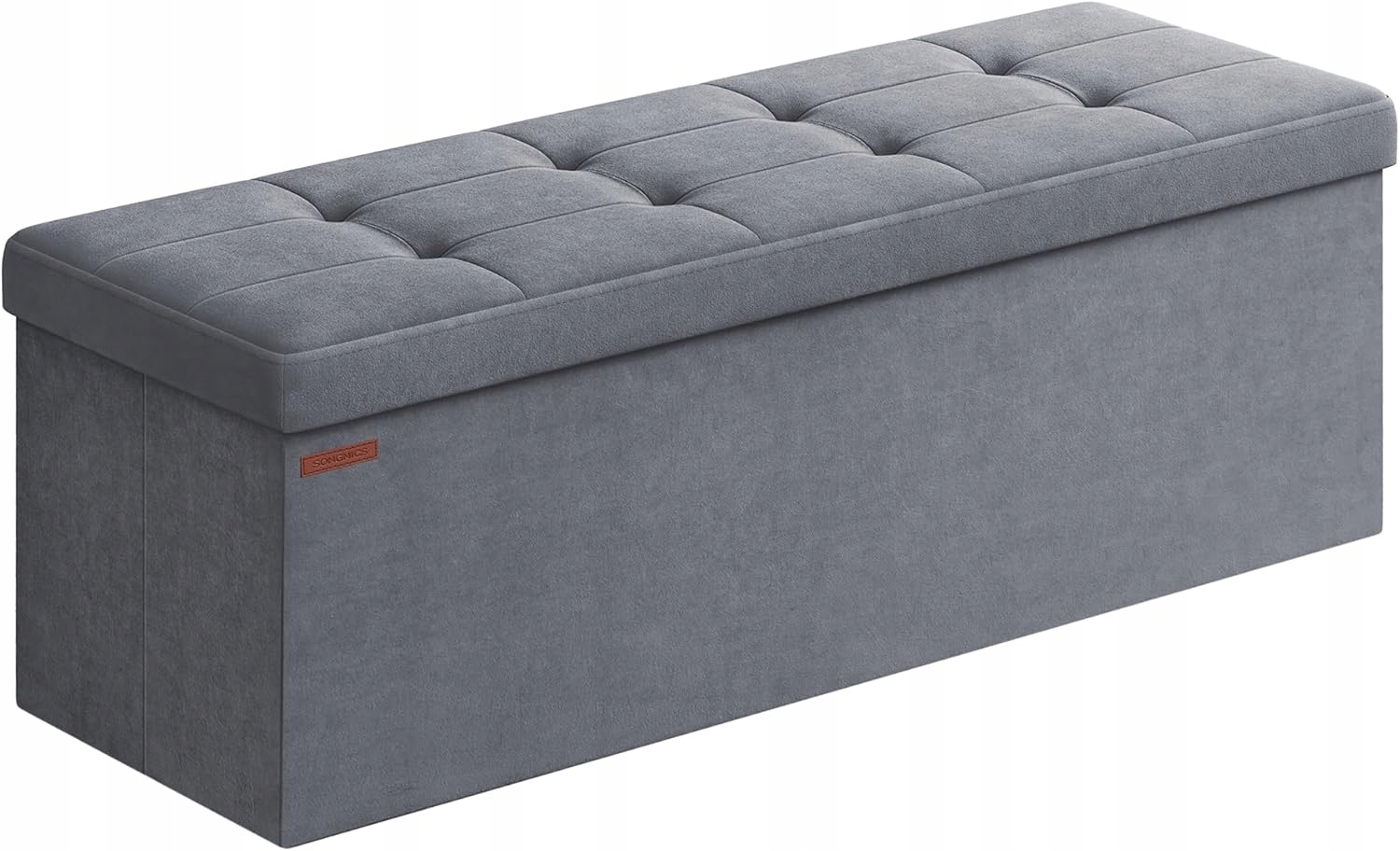 Taburet čalouněný s úložným prostorem 110 x 38 x 38 Cm Songmics samet šedý