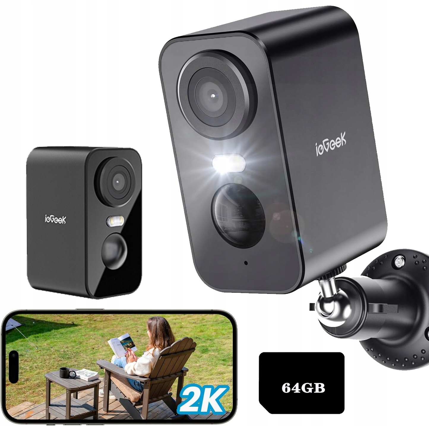 2K Kamera Na Baterie Bezdrátová Audio Ip Wifi 3MPx Oboustranné Audio 64GB