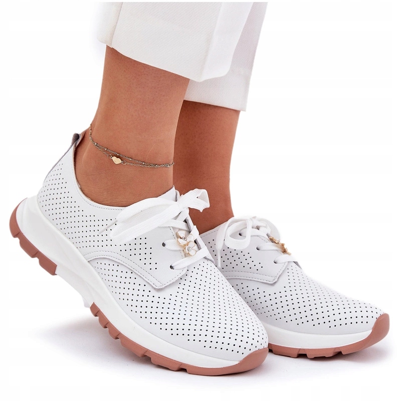 Dámské Lehké Kožené Polobotky S Připínáčkem Artiker 54C1810 Bílé 37