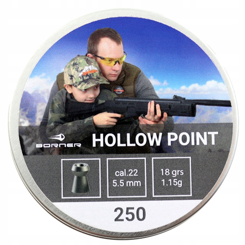 Śrut do wiatrówek Borner Hollow Point 1,15 grama kal. 5,5 mm 250 sztuk