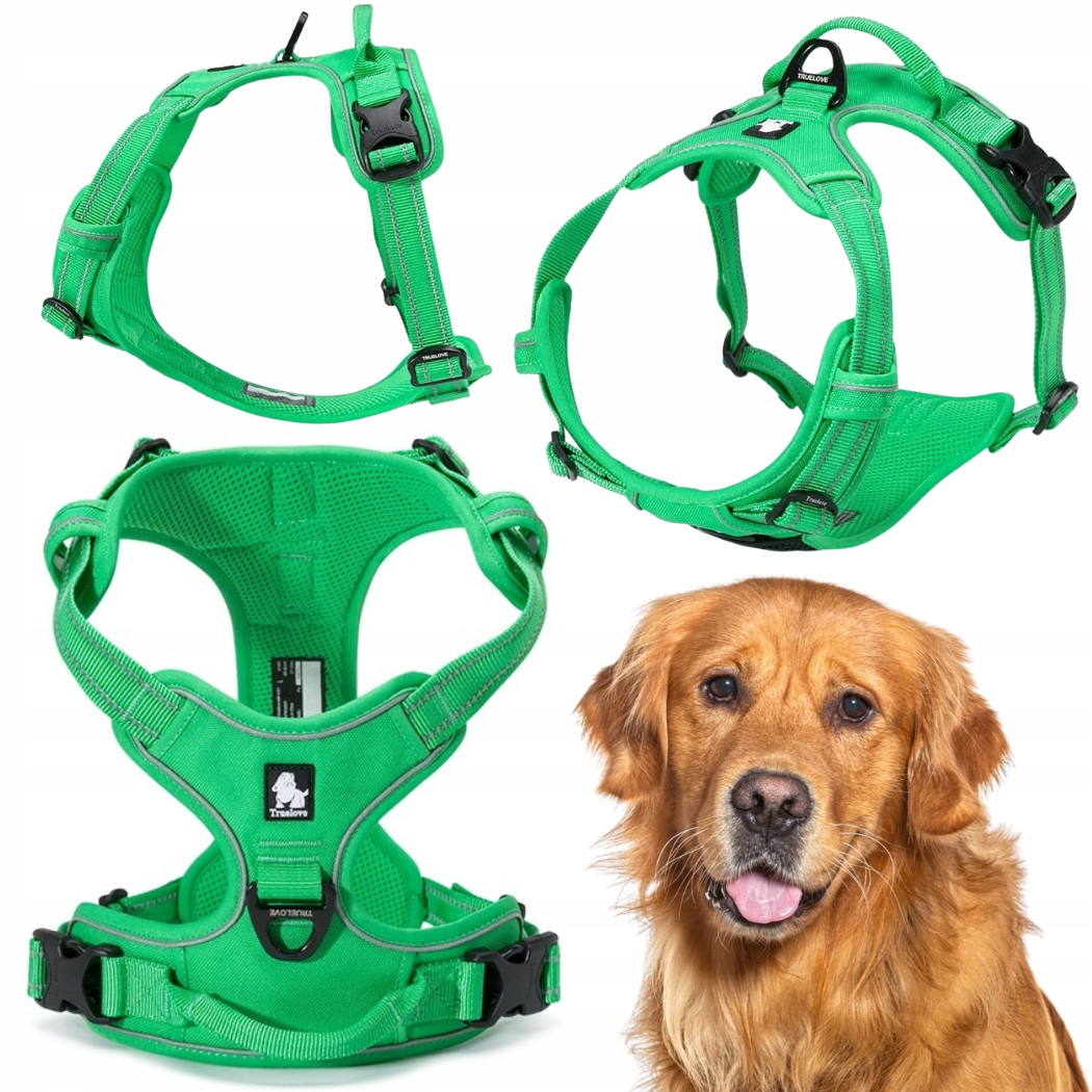 Levně Obojky Pro Psa Truelove Easy Walk Pevné Odolné Reflexní Zelené XL