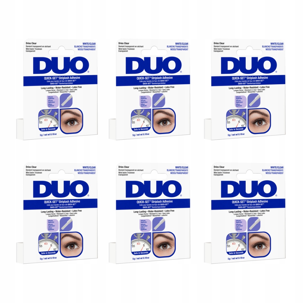 Bezbarvé lepidlo na řasy Duo Quick-Set rychleschnoucí Ardell 6-balení 5 g