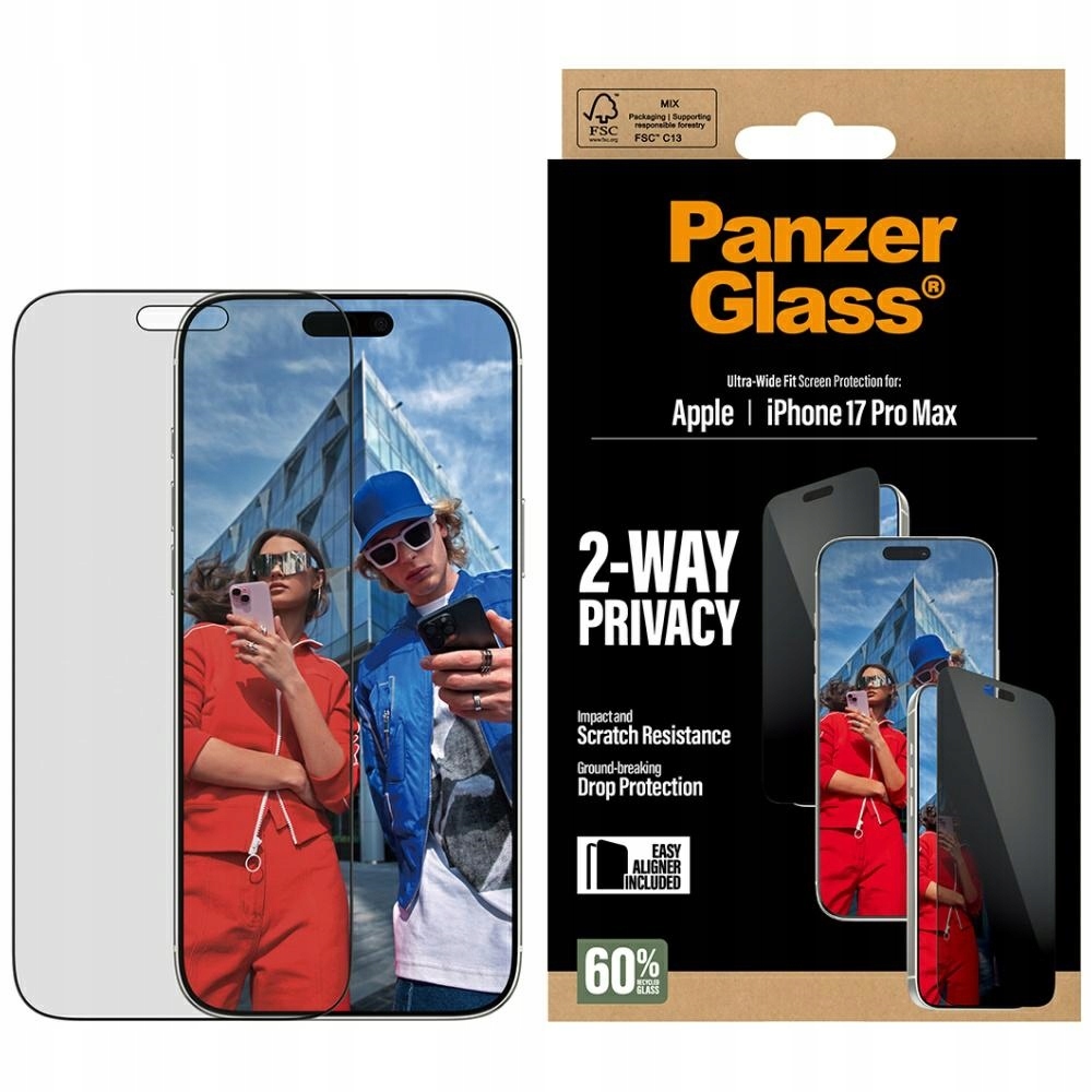 Sklo s privátním filtrem pro iPhone 17 Pro Max PanzerGlass Ultra-Wide