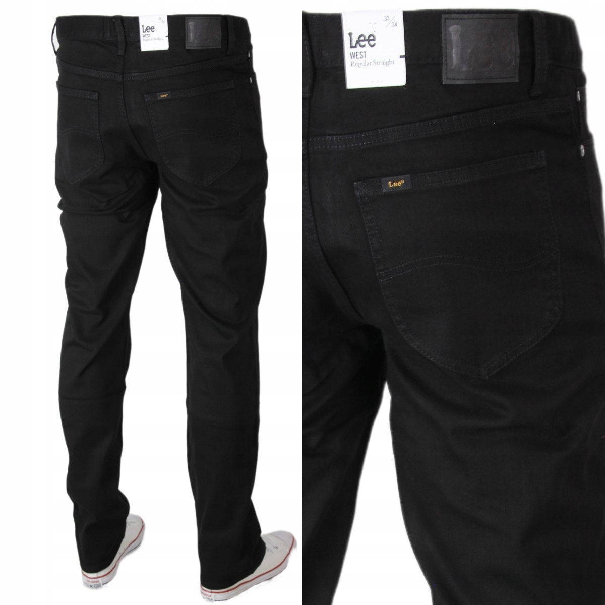 Lee West Jeansy Proste Regular Black "clean Black" W34 L34