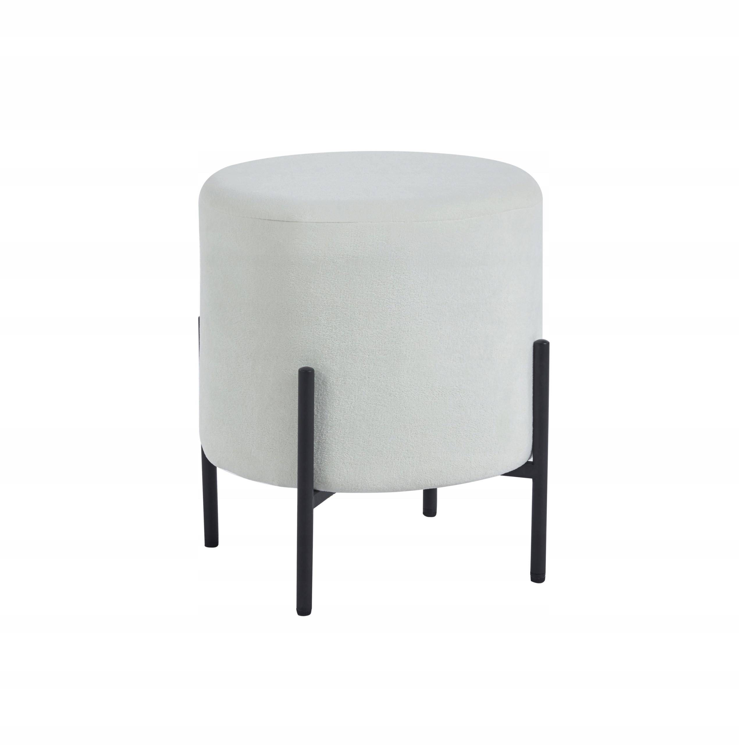 Taburet Do Obývacího Pokoje Boucle Podnožka Teddy Světle Béžová, Černé Nohy