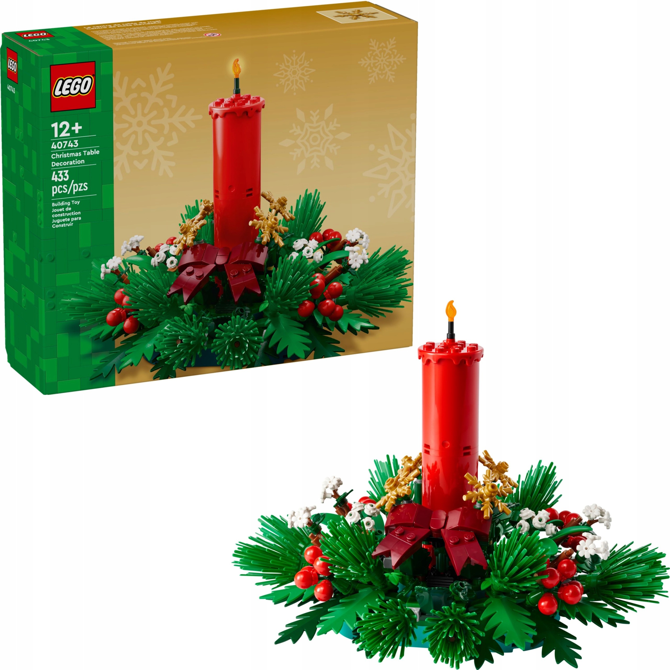 Lego Příležitostná 40743 Vánoční dekorace stolu Stavebnice Svíčka Stroik