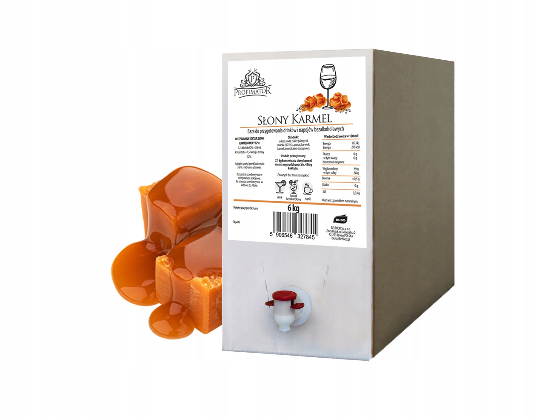Syrop barmański baza do drinków koncentrat Profimator Słony Karmel box 6 kg