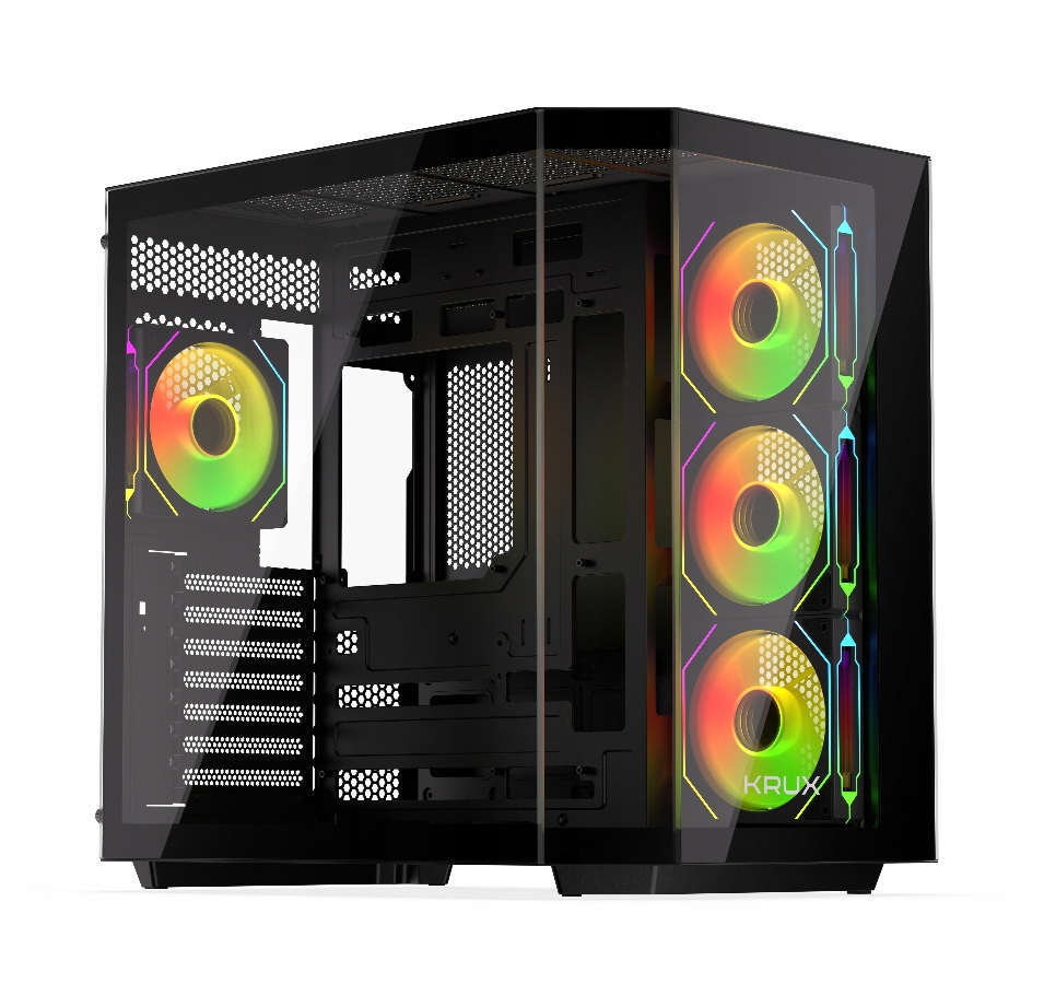 Počítačová Skříň Atx Krux Empero, 4x120 mm ventilátory Argb, fishtank, až 420 mm Gpu