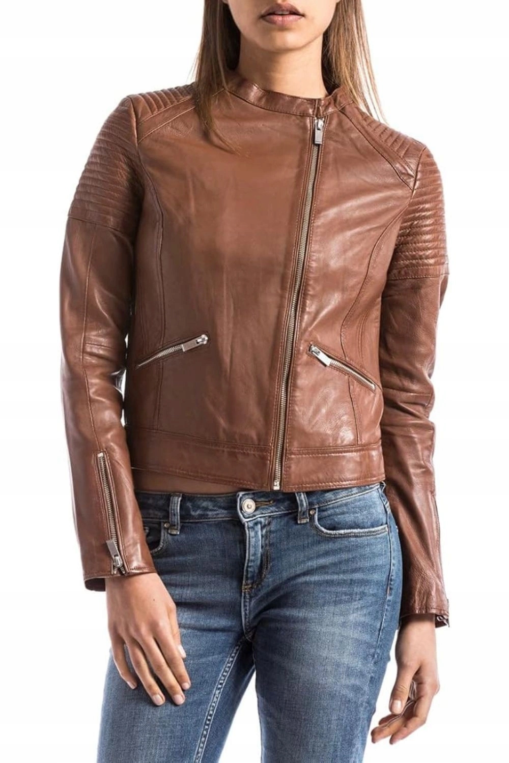 Kožená bunda Blue Wellford klasická dámská kůže hnědá vel. M