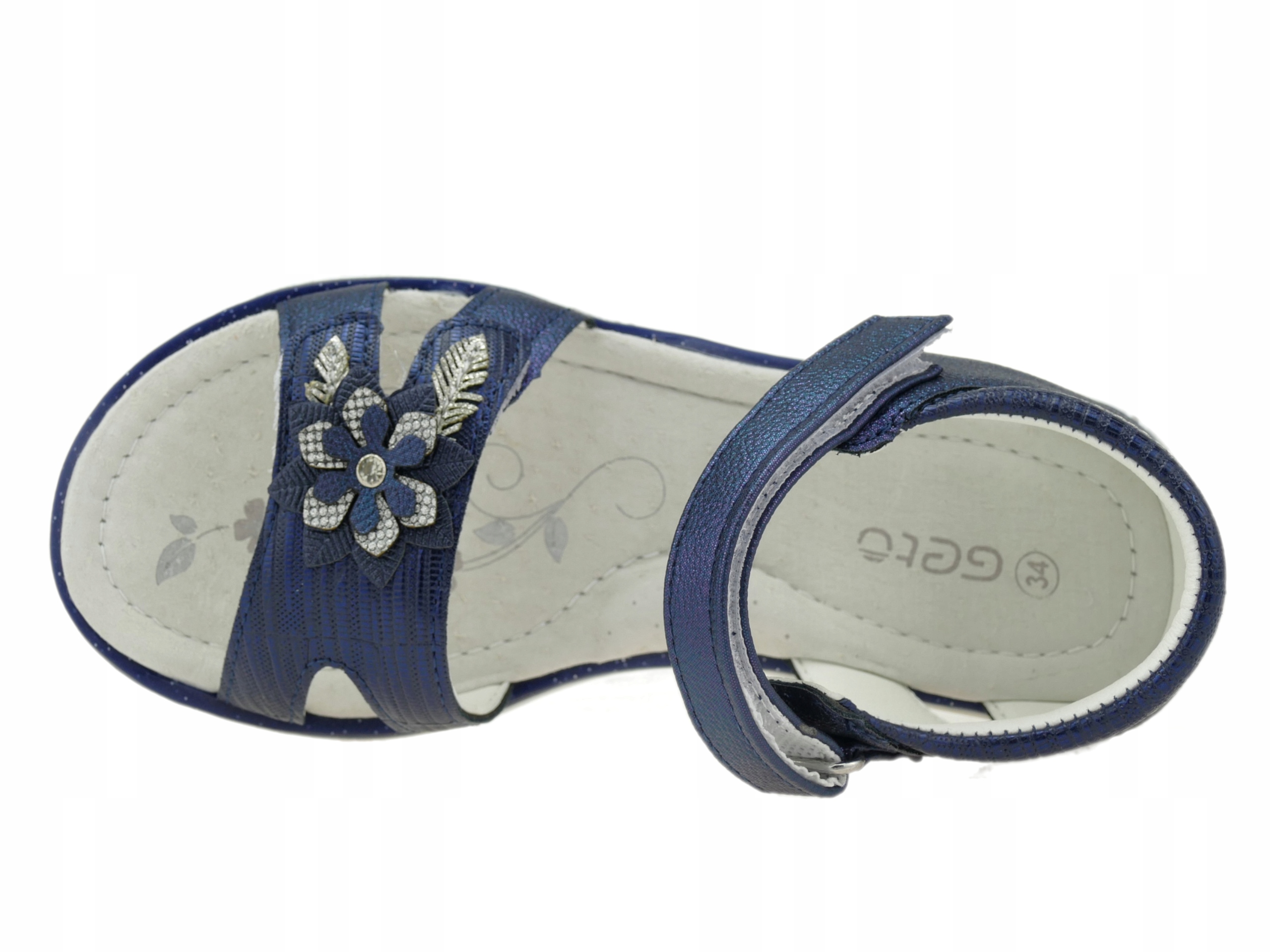 SANDAŁY DZIEWCZĘCE BUTY DZIECIĘCE SANDAŁKI NA RZEPY WKŁ. SKÓRA R. 31 Kolor niebieski