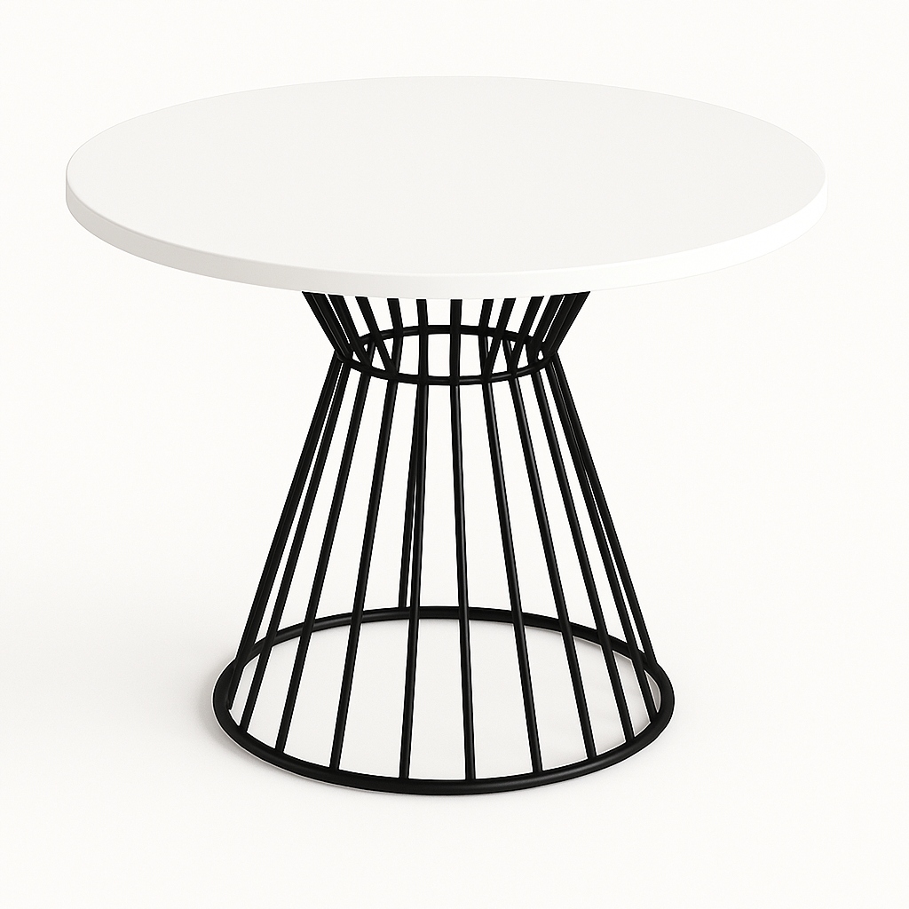 Moderní stůl do obývacího pokoje Bílý, černobílý stůl do obývacího pokoje 90 cm Loftový