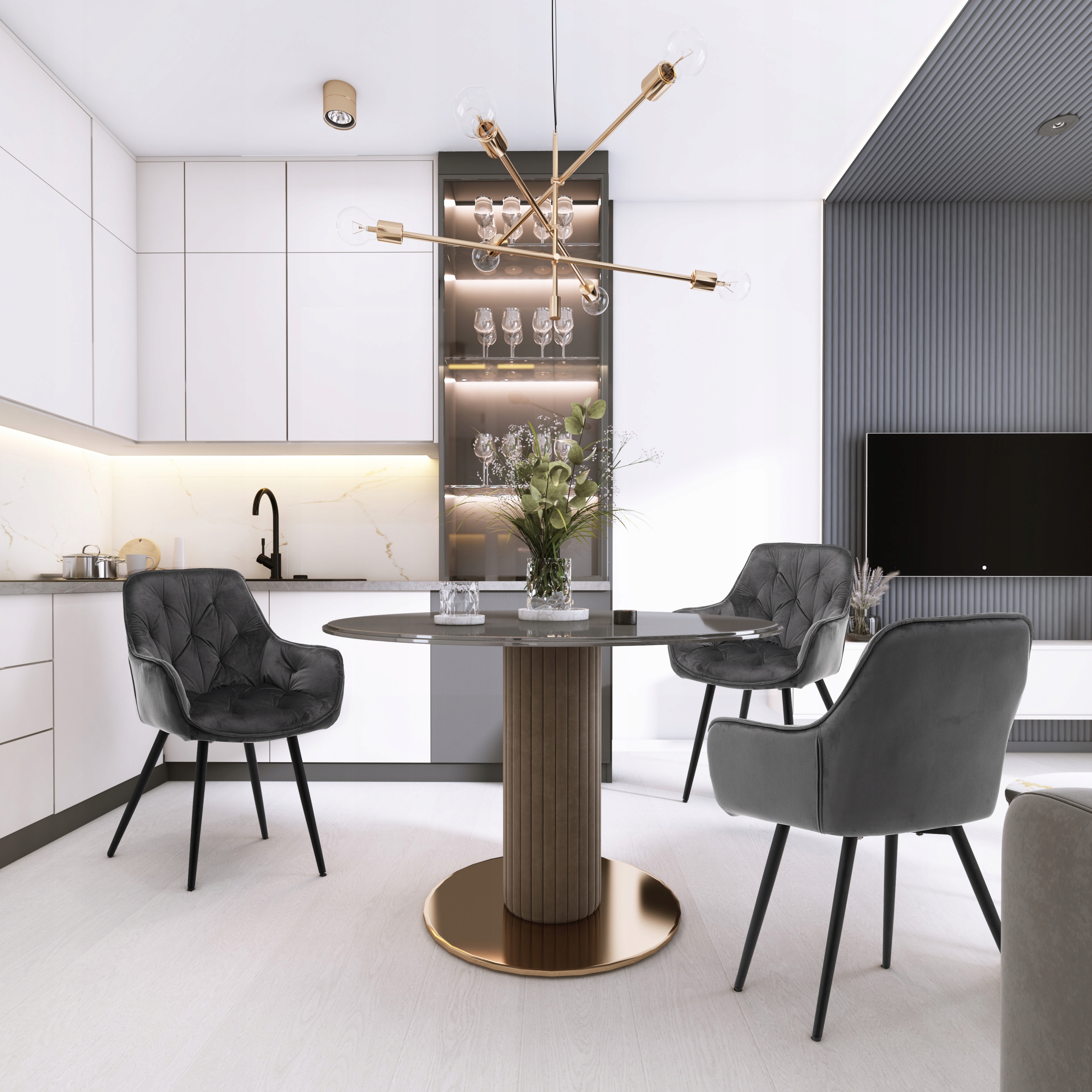 KRZESŁO TAPICEROWANE PIKOWANE DO SALONU JADALNI WELUROWE SZARE SIENA Kolor korpusu metal