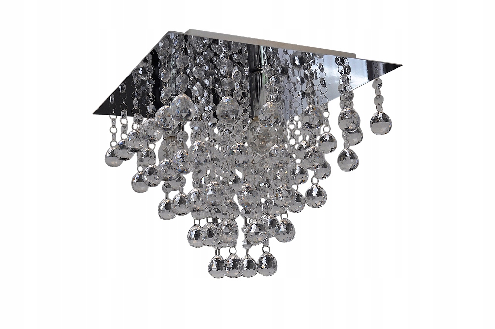 

Lampa wisząca żyrandol srebrny glamour kryształowy