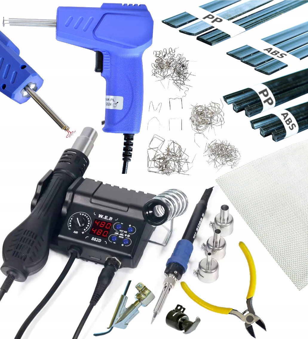 ZSZYWACZ PLASTIKU ZSZYWARKA SPAWARKA WEP 882D Zestaw Tworzywo Siatka Dysze