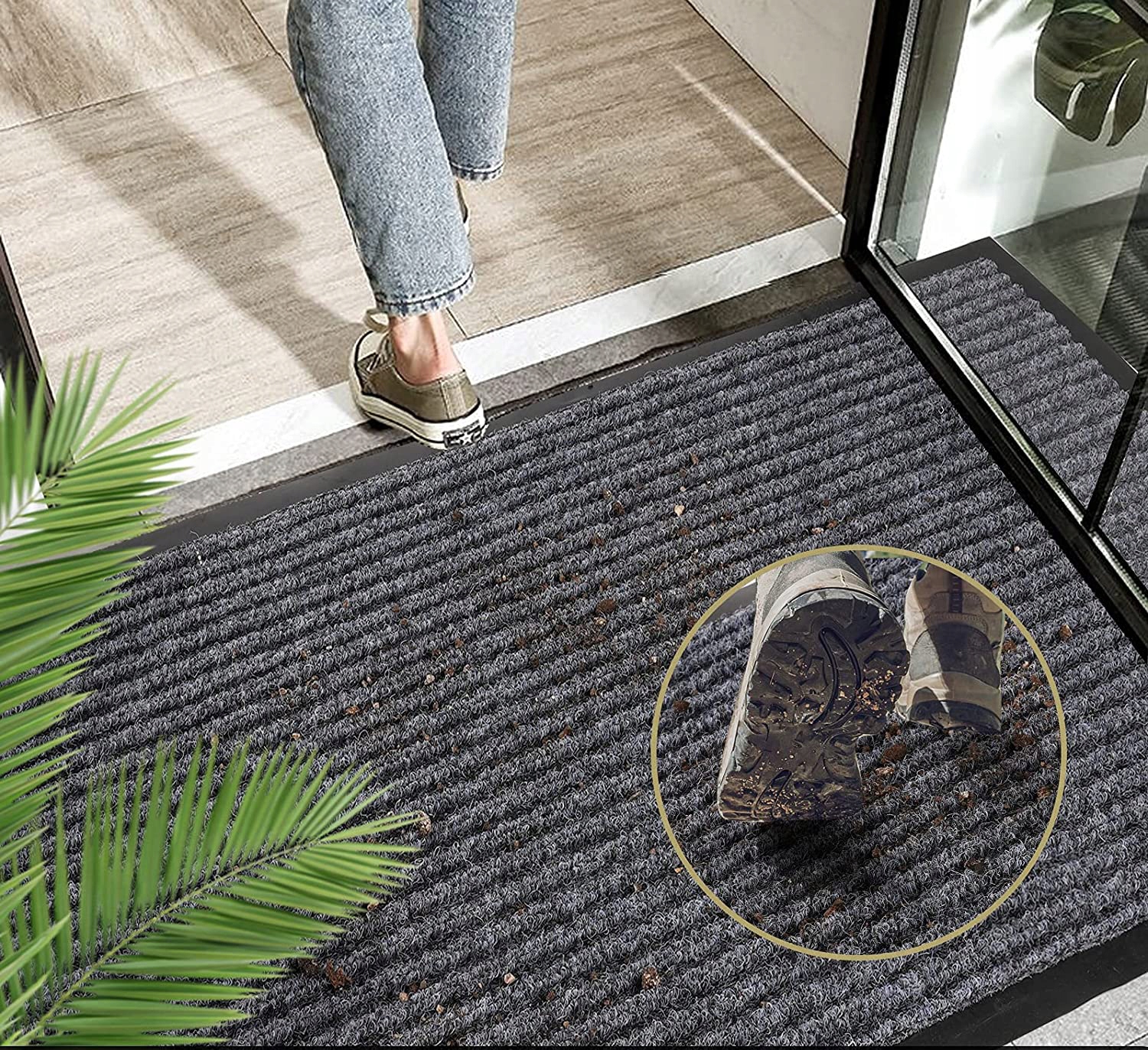 WYCIERACZKA POD DRZWI MATA WEJŚCIOWA DO BIURA FIRMY BUTÓW GUMOWA 60X80CM Kolor odcienie brązowego