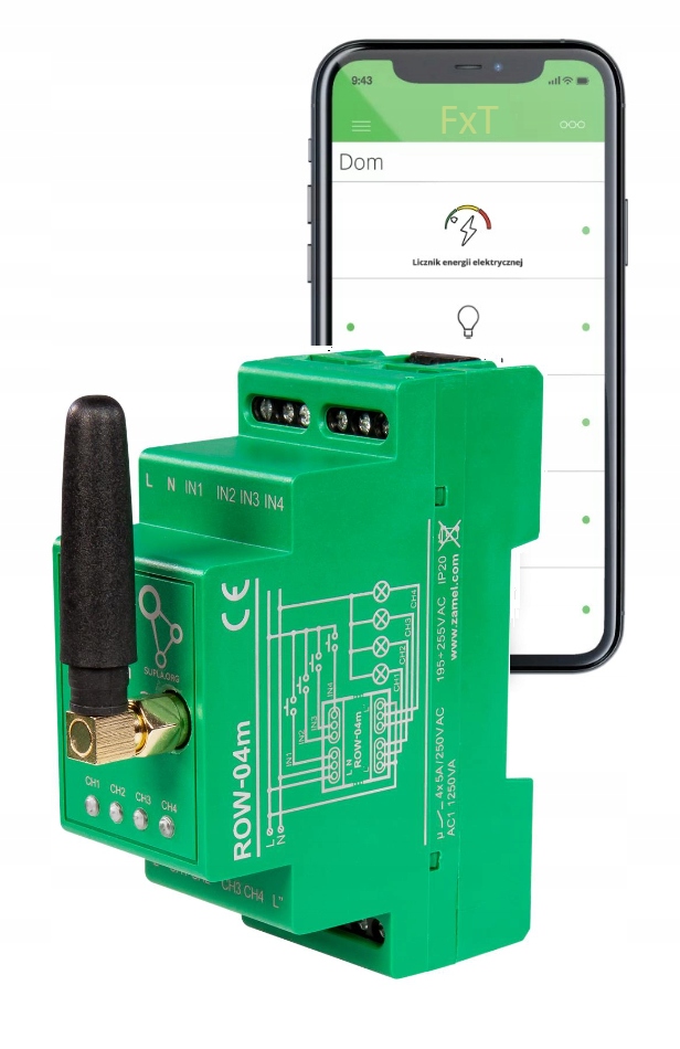 

Odbiornik Wi-Fi na szynę 4-kanałowy 230V ROW-04M