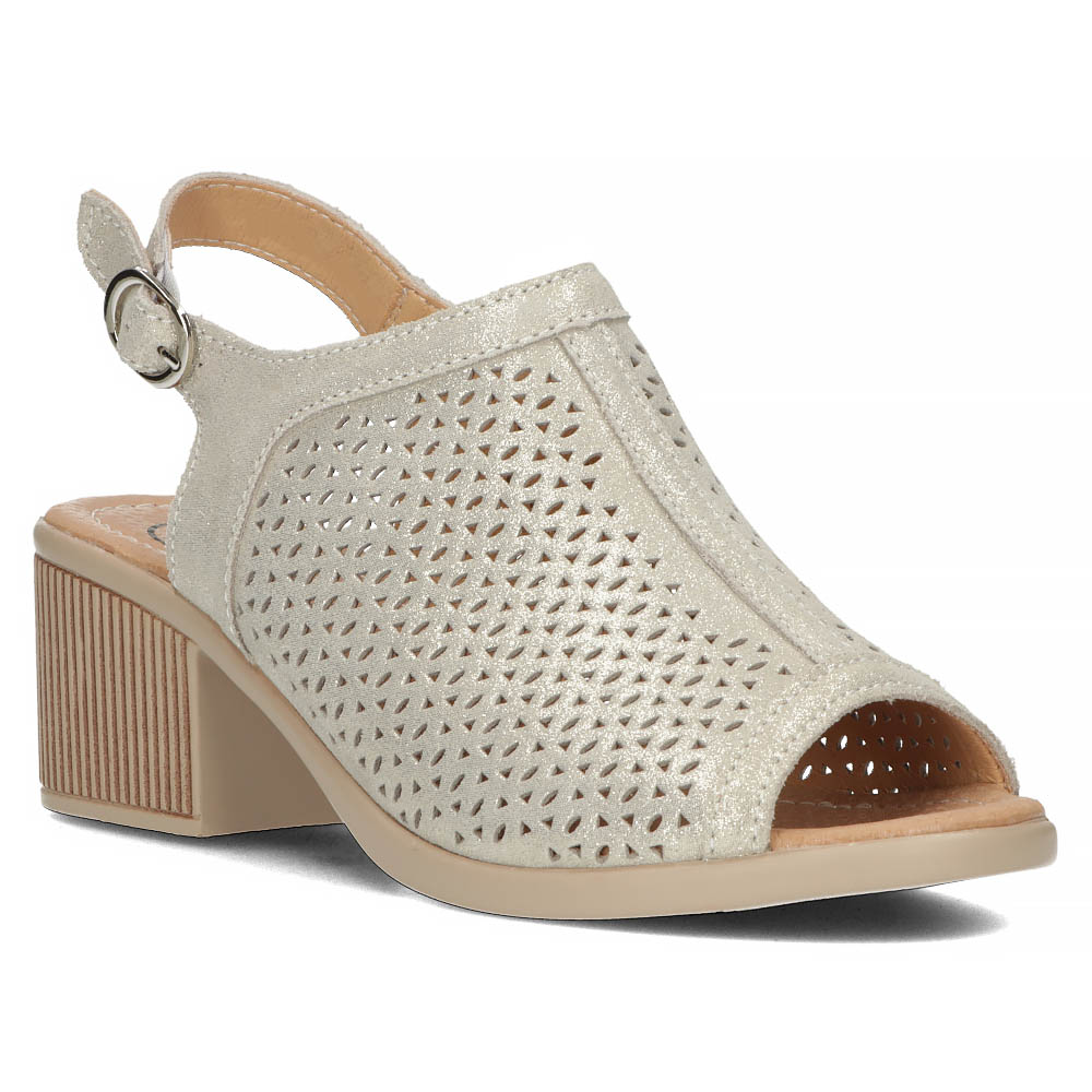 Dámské kožené sandály Filippo na ažurovém podpatku, lehké, velikost vel.