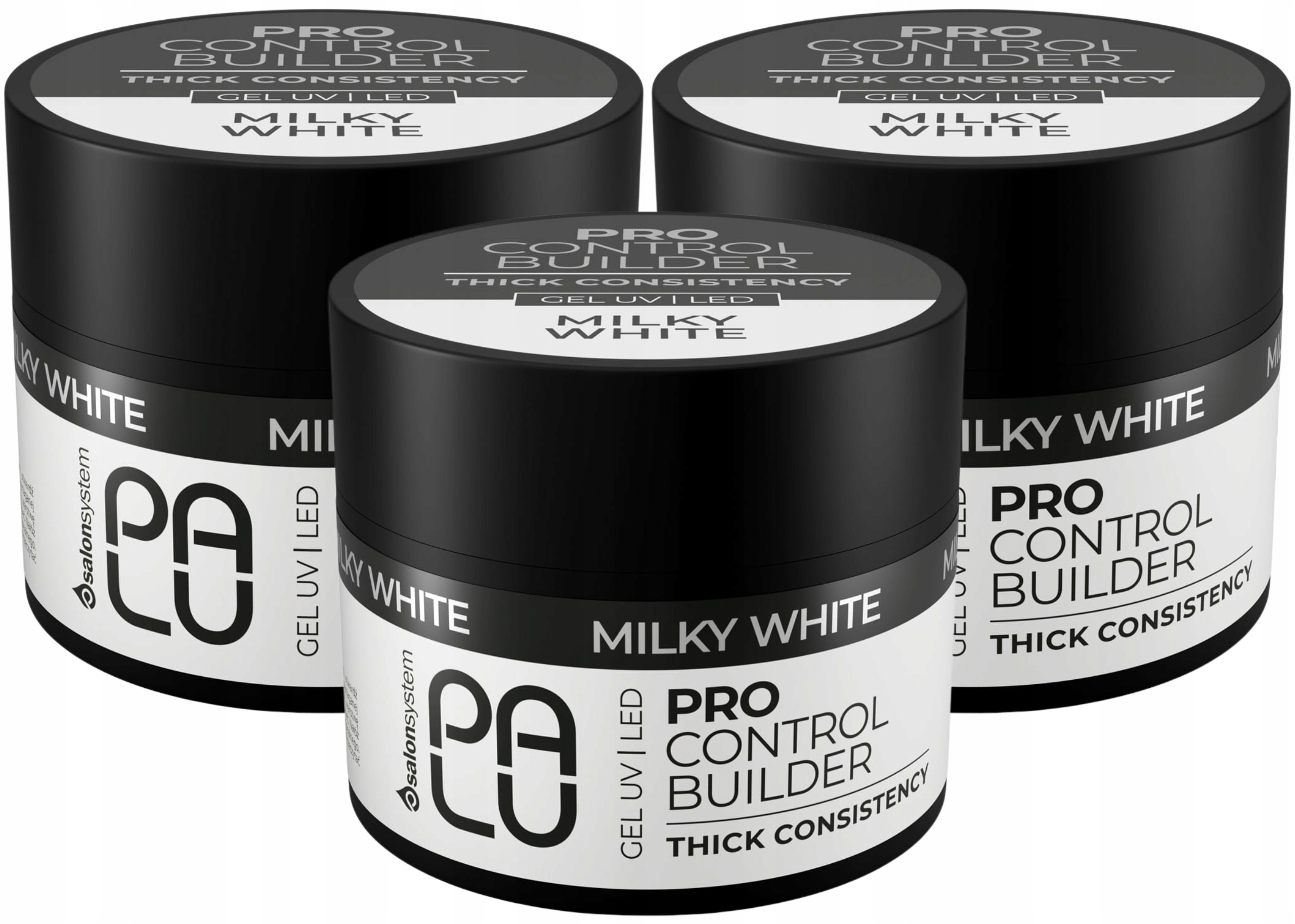 3 x Stavební Gel na nehty Milky White Builder Gel Hustý 45 g Palu