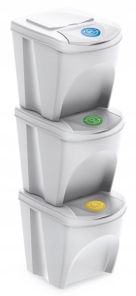 Zestaw 3x Kosz Pojemnik do segregacji śmieci 3x25l